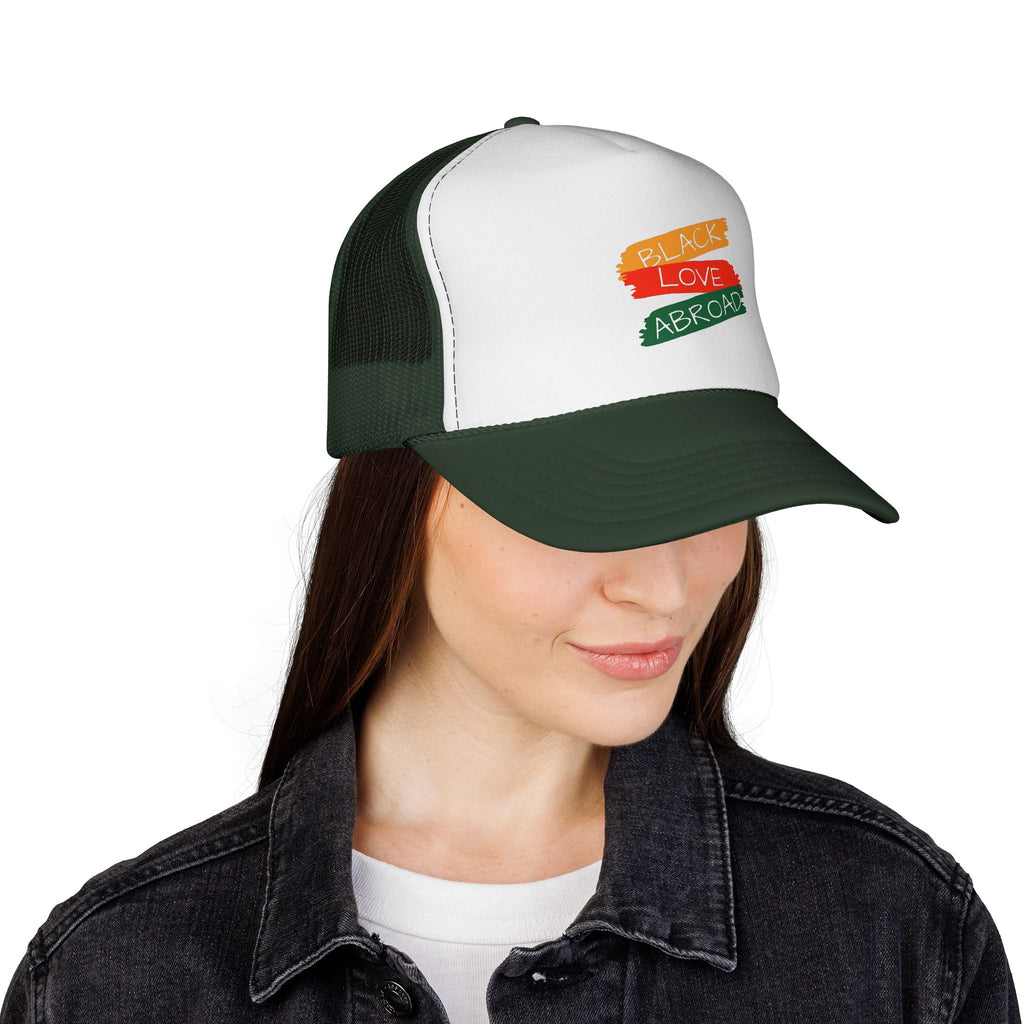 Black Lives Matter Trucker Cap — Pan-African Flag Brushstroke Mesh Hat