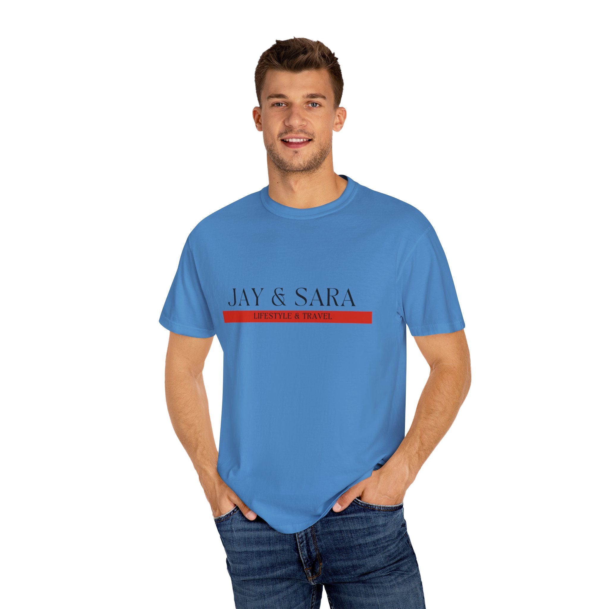 Jay & Sara Couples T-Shirt — Minimalist Name Graphic Tee