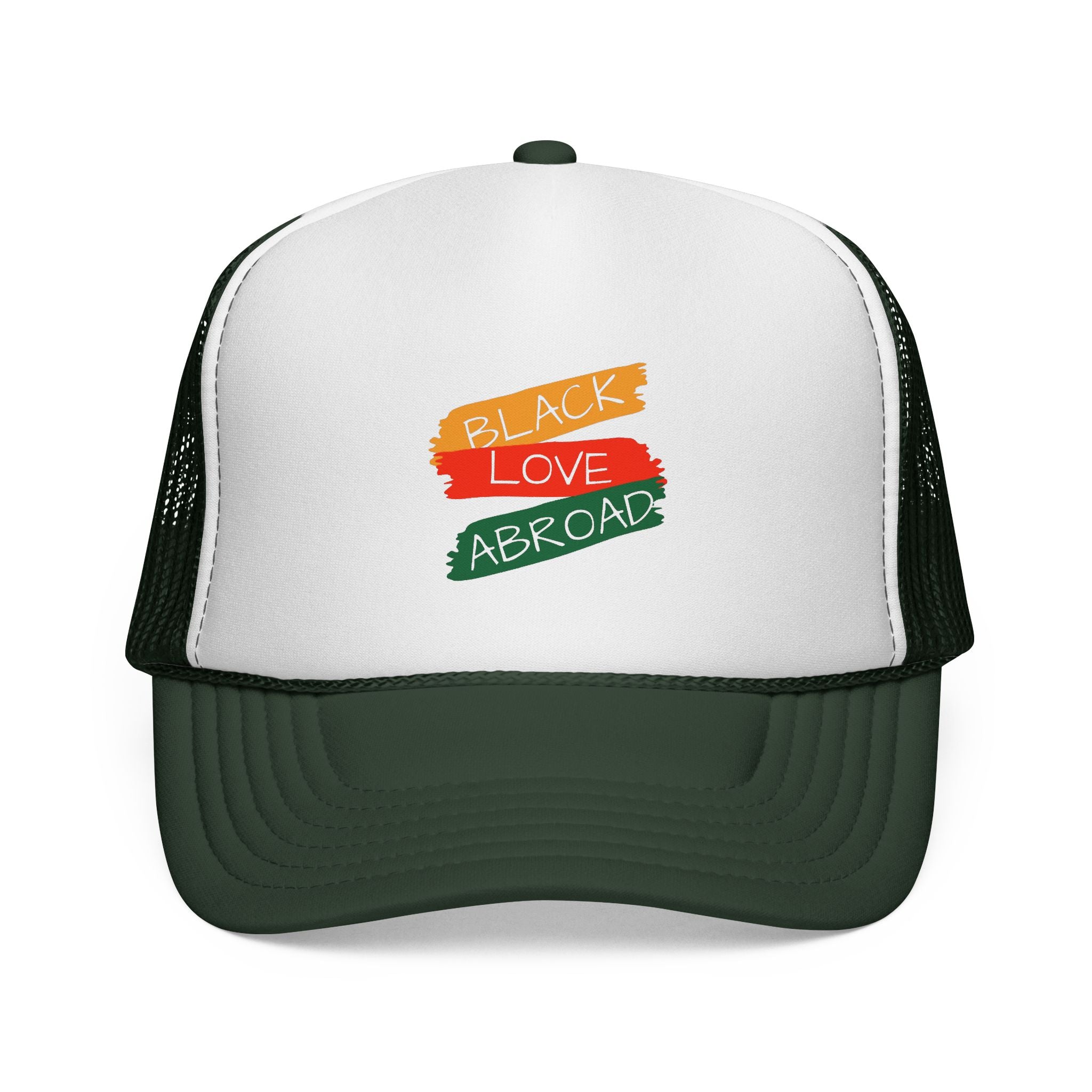Black Lives Matter Trucker Cap — Pan-African Flag Brushstroke Mesh Hat