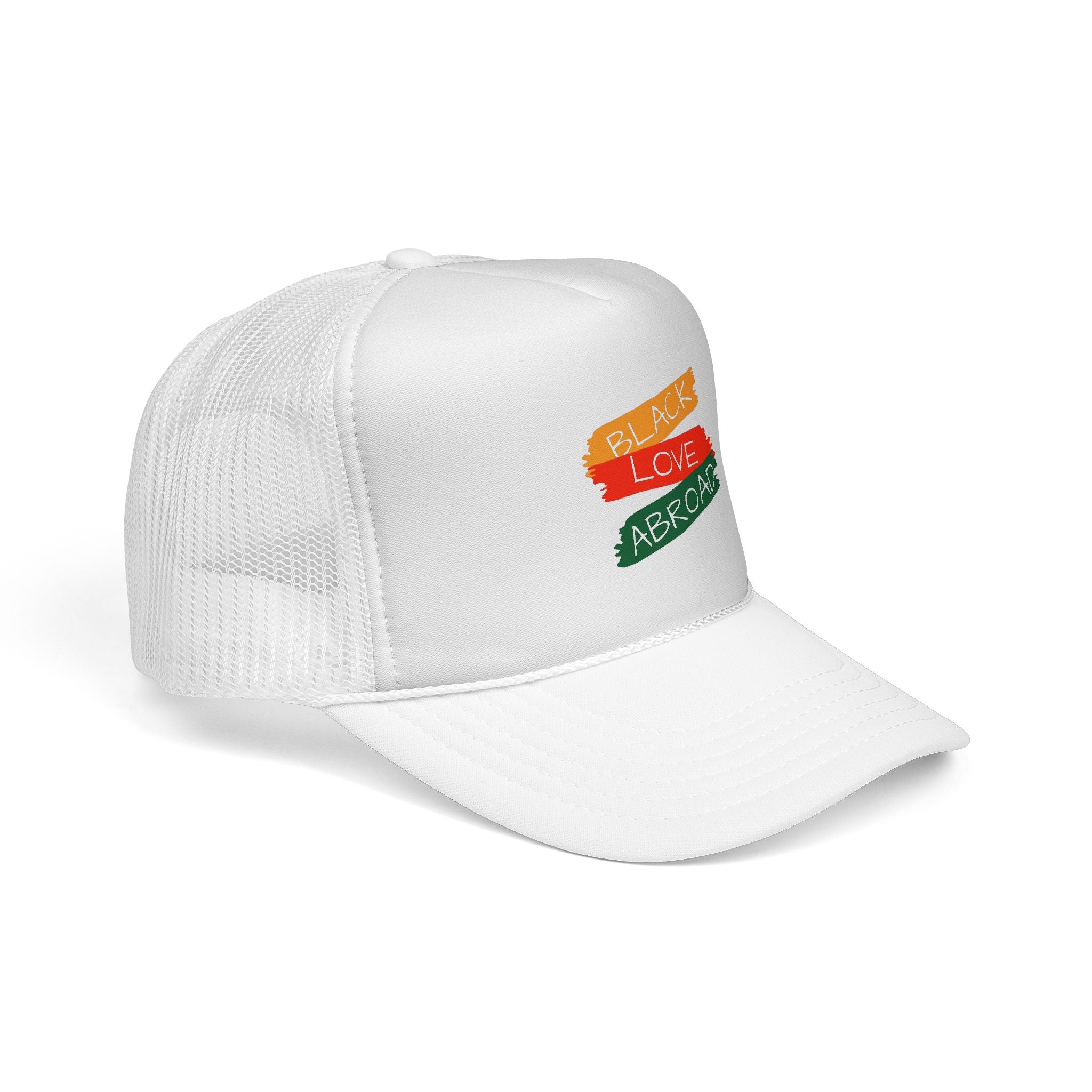 Black Lives Matter Trucker Cap — Pan-African Flag Brushstroke Mesh Hat