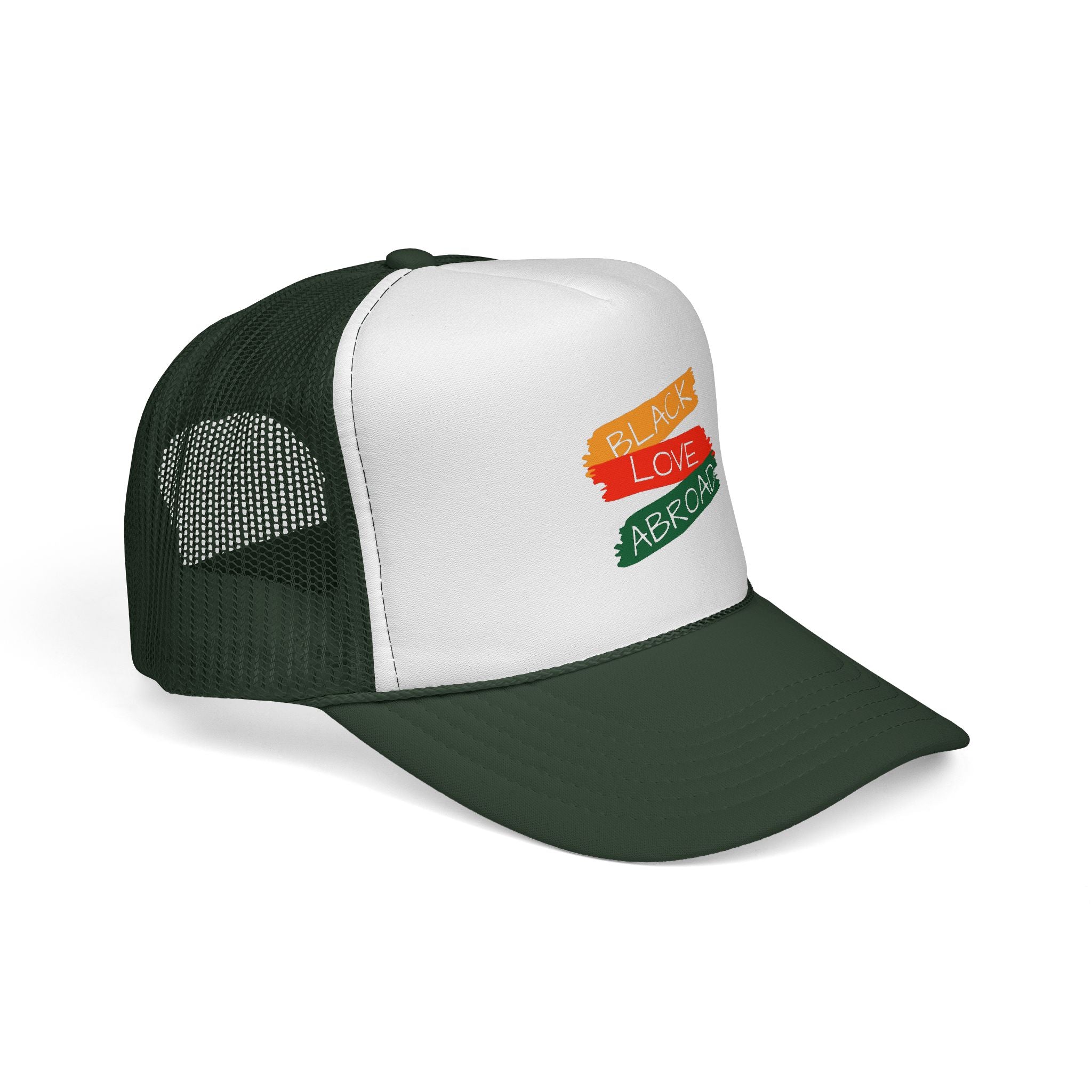 Black Lives Matter Trucker Cap — Pan-African Flag Brushstroke Mesh Hat